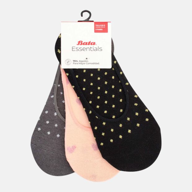 Calcet&iacute;n Mujer Bata Pack 3 Ns Dots , MULTICOLOR