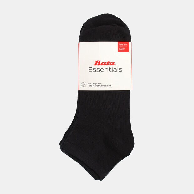 Calcetines Hombre Bata 6Pack Liner  , NEGRO