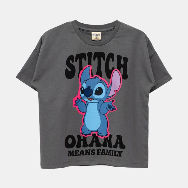 Polera Ni&ntilde;a Bubblegummers Stitch  , GRIS