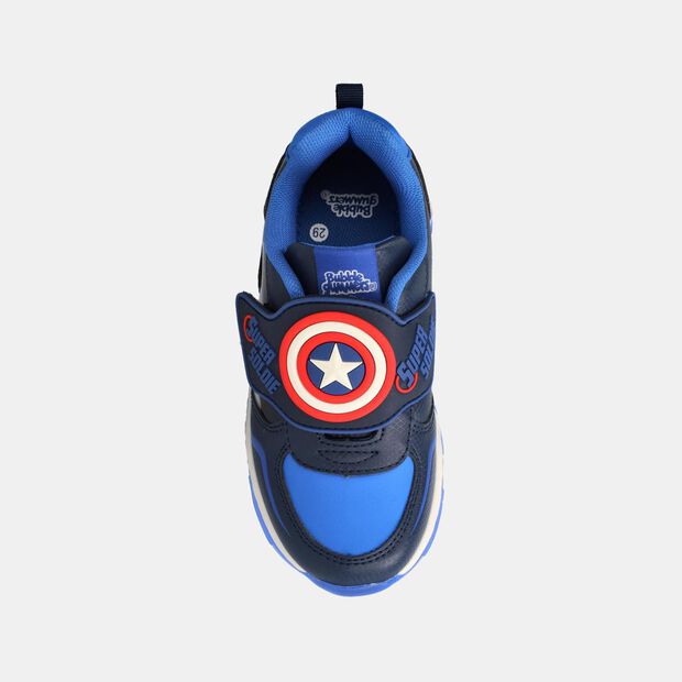 Zapatilla Con Luces Ni&ntilde;o Bubblegummers Marvel Capitan America, AZUL