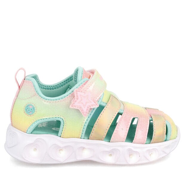 Sandalia Con Luces Bubblegummers Ni&ntilde;a Heart Light, GRANATE