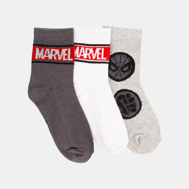 Calcetines Ni&ntilde;o Bubblegummers Tripack Marvel, BLANCO