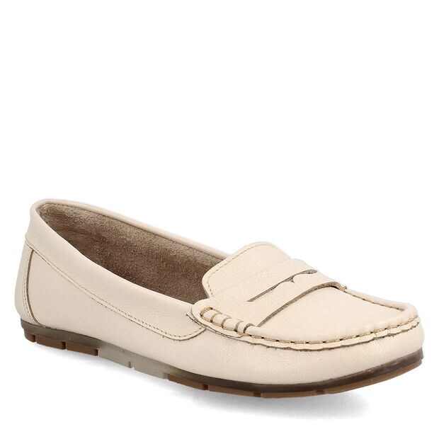 Mocas&iacute;n Cuero Bata Mujer Mica, BEIGE