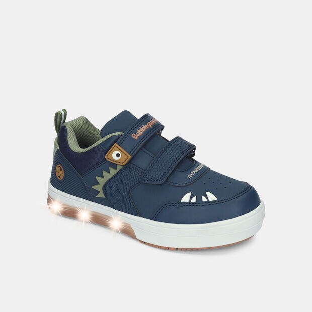Tenis Con Luces Para Ni&ntilde;o Bubblegummers Azul Neon, 