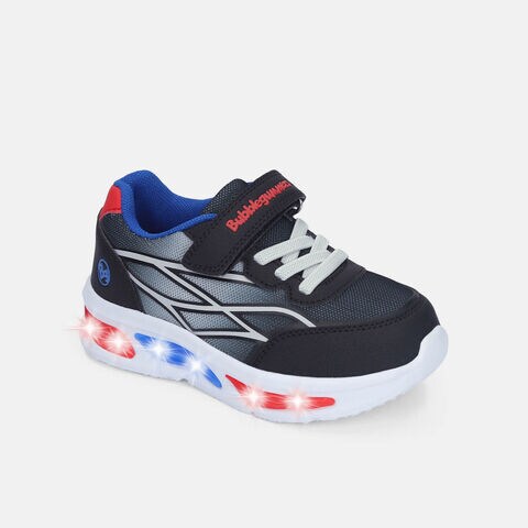 Tenis Con Luces Para Ni&ntilde;o Bubblegummers Negro Demian First Step Boys 1 +, 