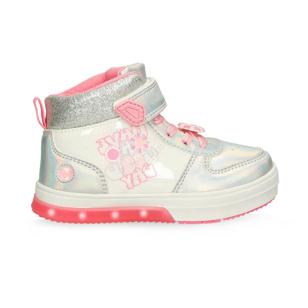 Botas Con Luces Infantil Para Ni&ntilde;a Bubblegummers Plateado-Rosado Reina, 