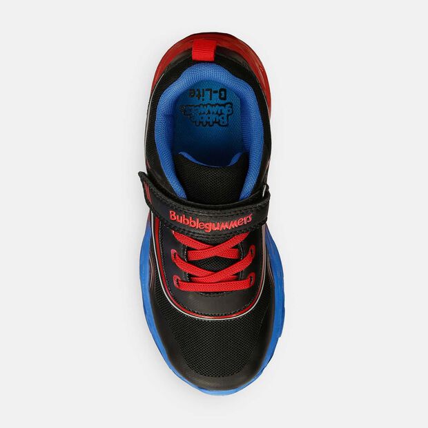 Tenis Con Luces Para Ni&ntilde;o Bubblegummers Negro-Rojo Samuel, 