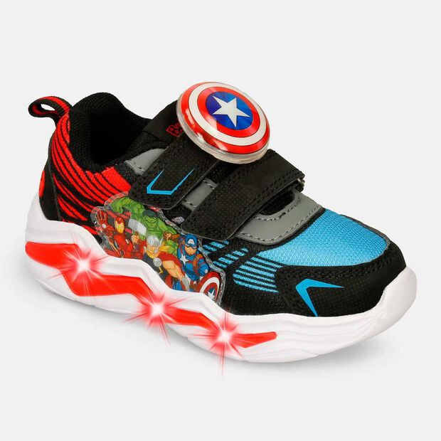 Tenis Con Luces Para Ni&ntilde;o Licenses Marvel Azul Mateo L, 