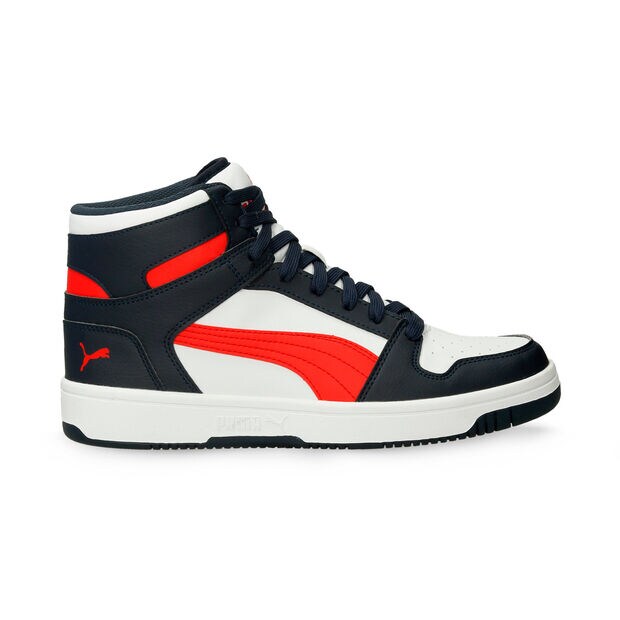 Tenis Para Hombre Puma Blanco-Rojo Puma Rebound Layup Sl, 