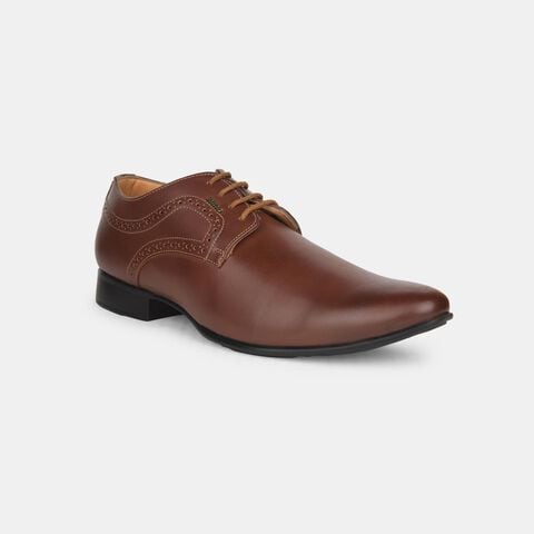 Bata tan casual derby-style shoes with lace-up closure for men