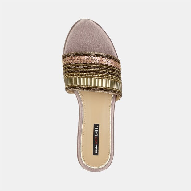 BATA RED LABEL EMBELLISHED OPEN TOE FLAT MULES FOR WOMEN