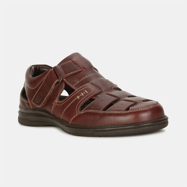 SCHOLL LEATHER FISHERMEN SHOE-STYLE SANDALS WITH VELCRO CLOSURE FOR MEN