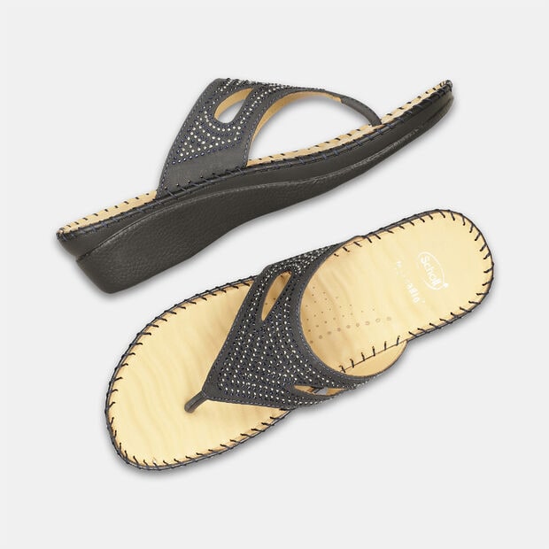 SCHOLL LEATHER CASUAL THONG SLIPPERS FOR WOMEN