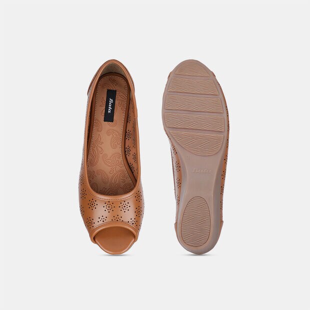 BATA PEEP TOE BALLERINAS FOR WOMEN
