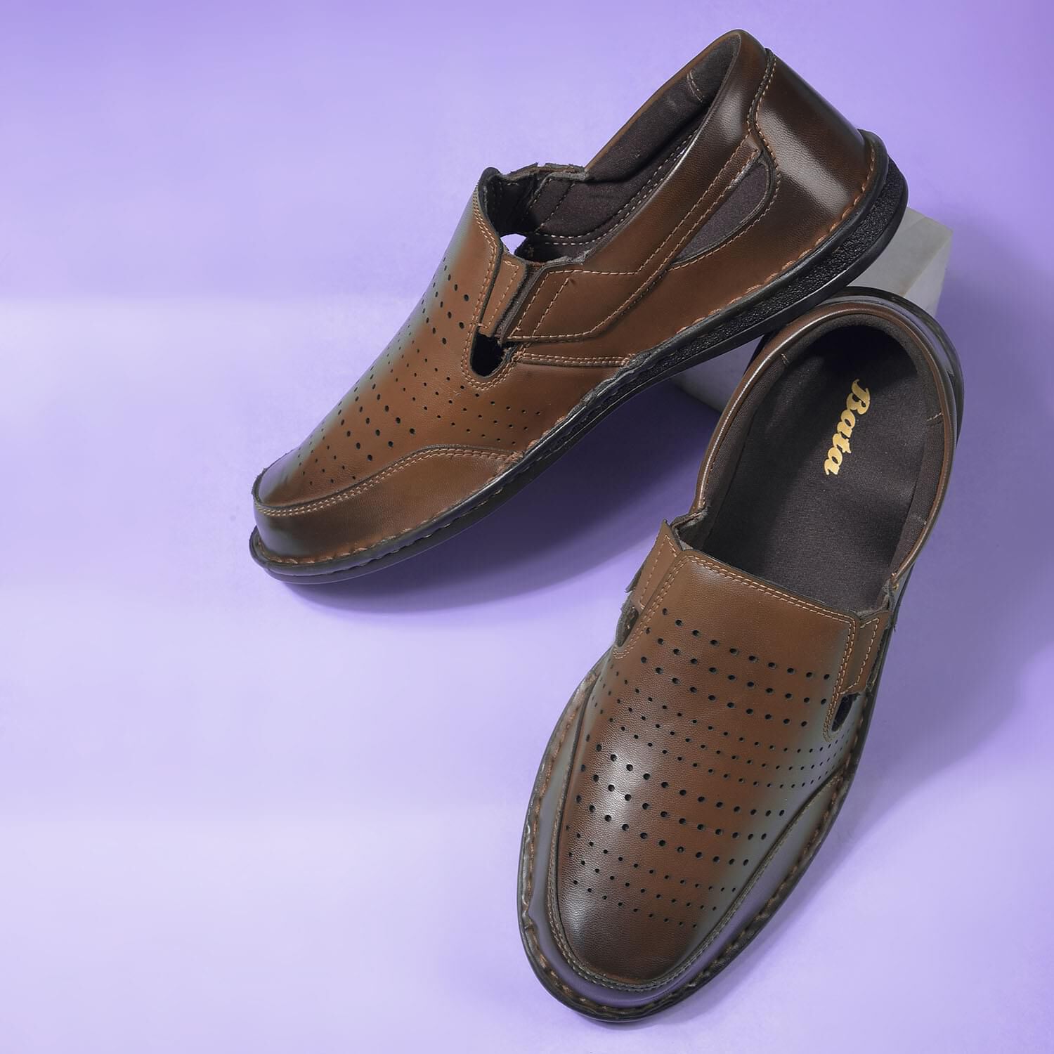bata brown casual shoes