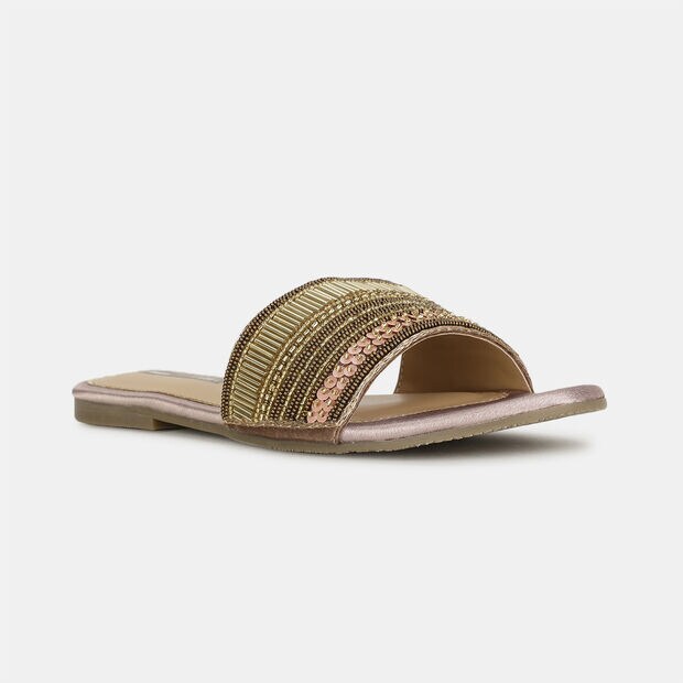 BATA RED LABEL EMBELLISHED OPEN TOE FLAT MULES FOR WOMEN