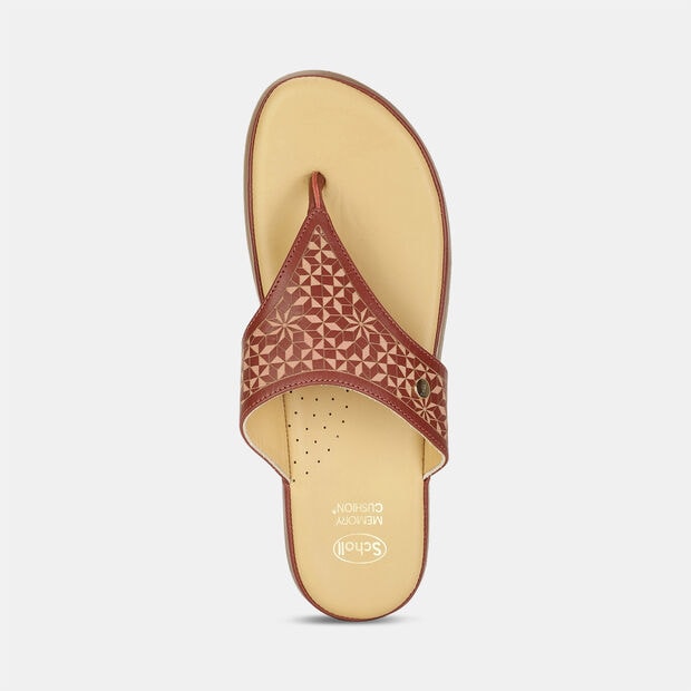 SCHOLL LEATHER THONG SLIPPERS FOR WOMEN