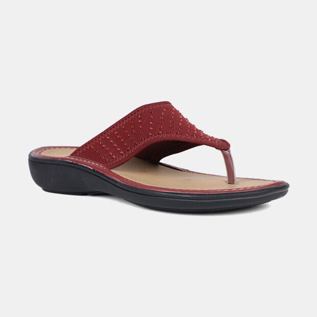 BATA EMBELLISHED T-STRAP THONGS FOR WOMEN