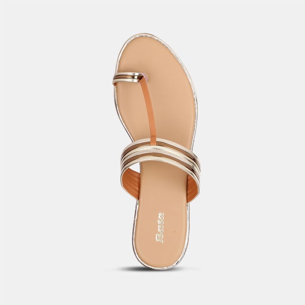 BATA STRIPED FLAT SLIPPERS FOR WOMEN