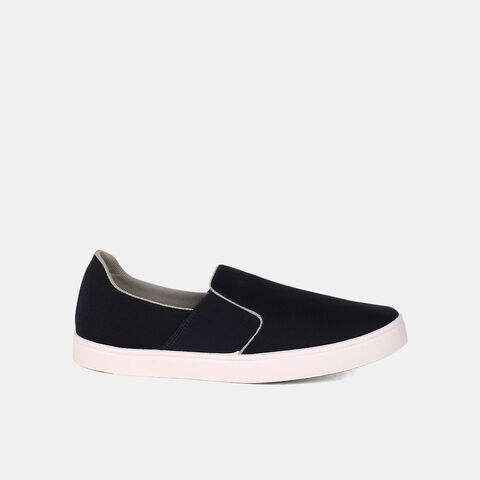 Bata navy blue textile slip-on shoes for men