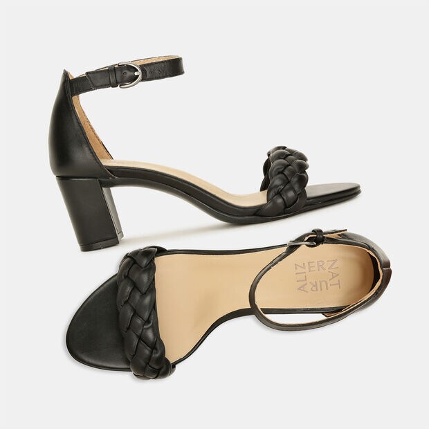 NATURALIZER LEATHER BLOCK HEEL SANDALS FOR WOMEN