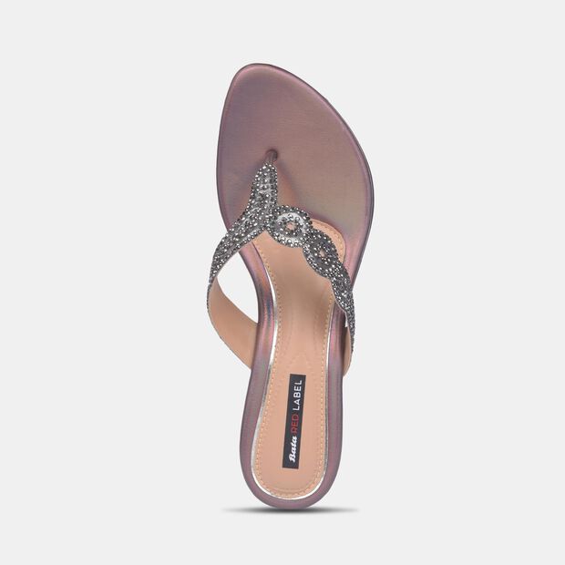 BATA RED LABEL EMBELLISHED MID-HEEL THONGS FOR WOMEN