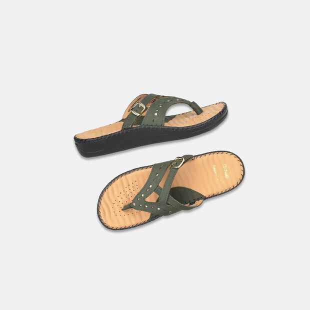 SCHOLL LEATHER EMBELLISHED THONGS FOR WOMEN