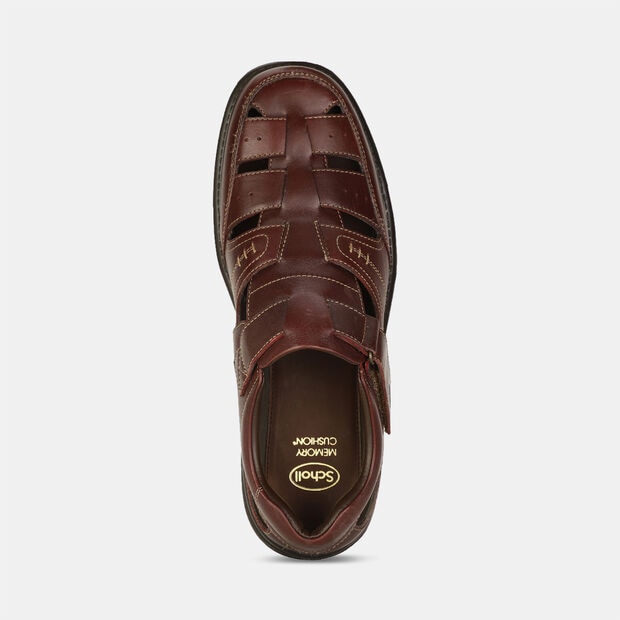 SCHOLL LEATHER FISHERMEN SHOE-STYLE SANDALS WITH VELCRO CLOSURE FOR MEN
