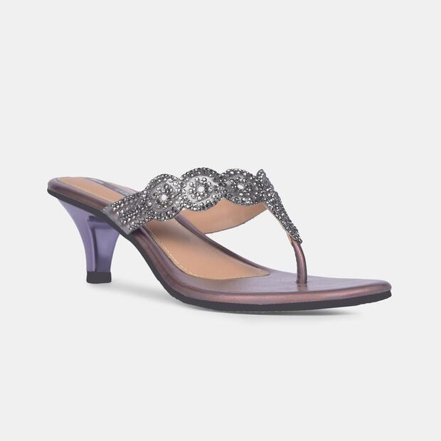 BATA RED LABEL EMBELLISHED MID-HEEL THONGS FOR WOMEN