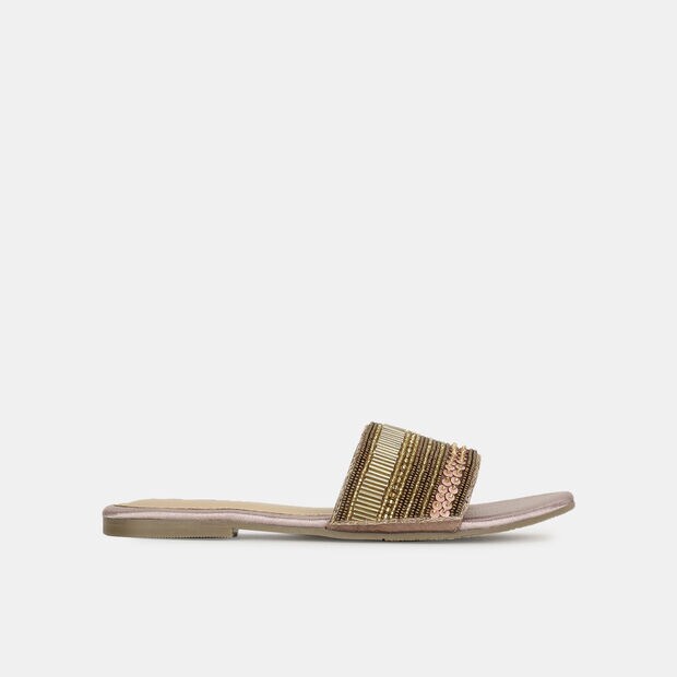 BATA RED LABEL EMBELLISHED OPEN TOE FLAT MULES FOR WOMEN