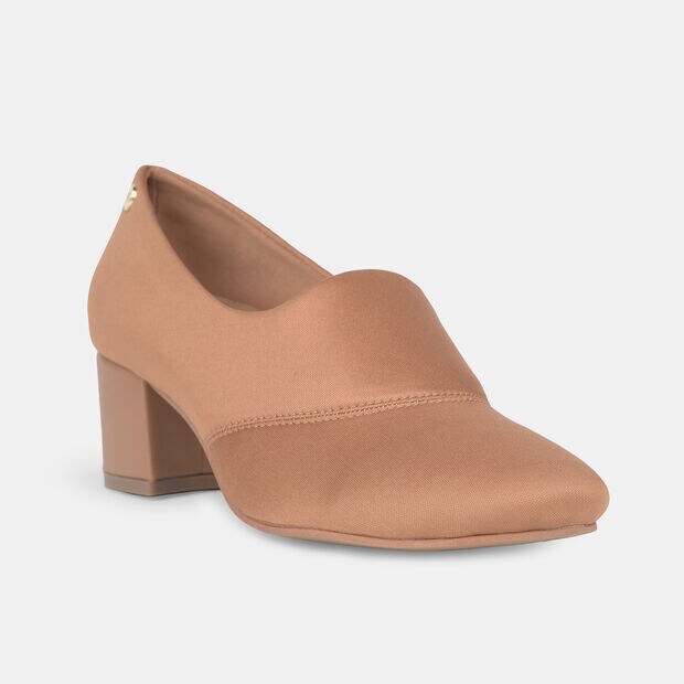 BATA TEXTILE BLOCK HEEL PUMPS FOR WOMEN