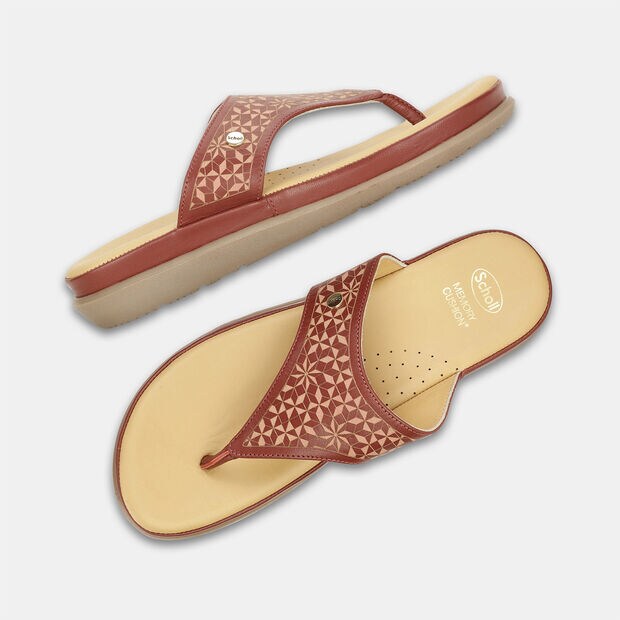 SCHOLL LEATHER THONG SLIPPERS FOR WOMEN