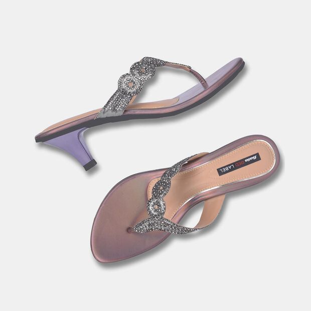 BATA RED LABEL EMBELLISHED MID-HEEL THONGS FOR WOMEN