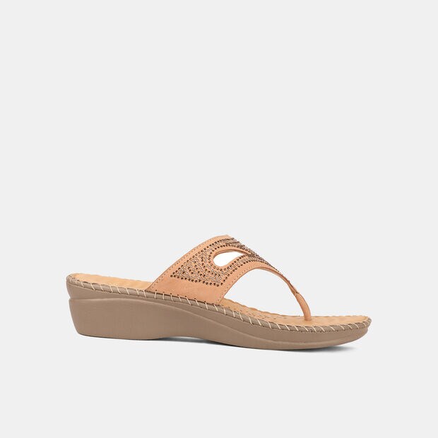 SCHOLL LEATHER CASUAL THONG SLIPPERS FOR WOMEN