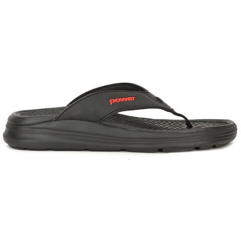 Power black flip flop thongs for men