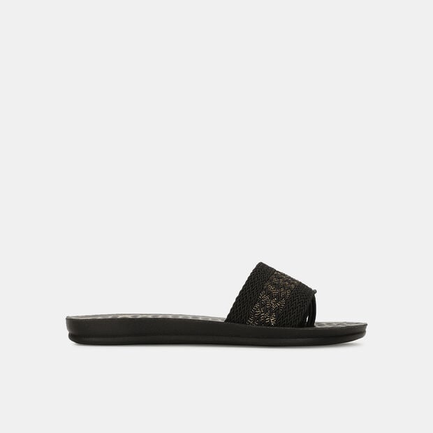 BATA TEXTURED FABRIC OPEN TOE FLAT MULES FOR WOMEN