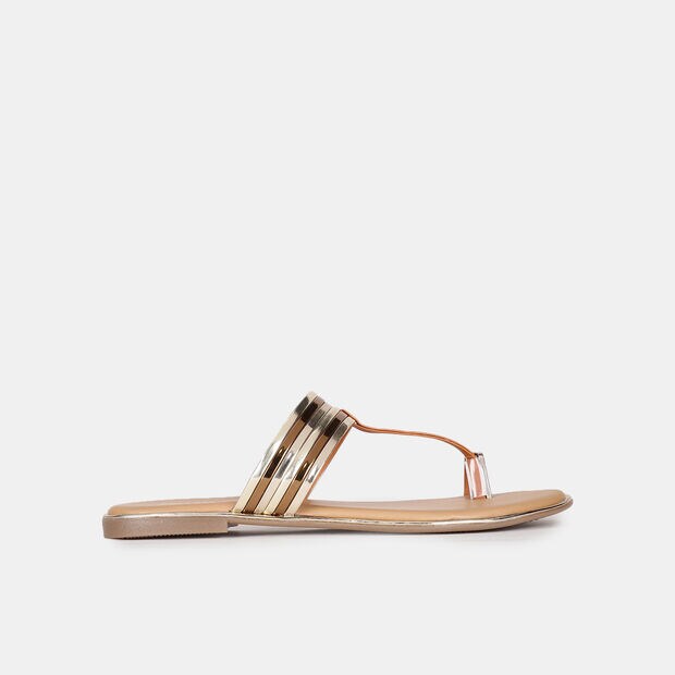 BATA STRIPED FLAT SLIPPERS FOR WOMEN