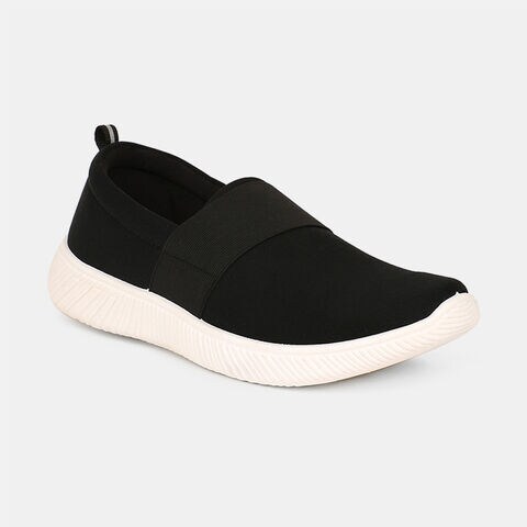 Bata black textile slip-on shoes for women