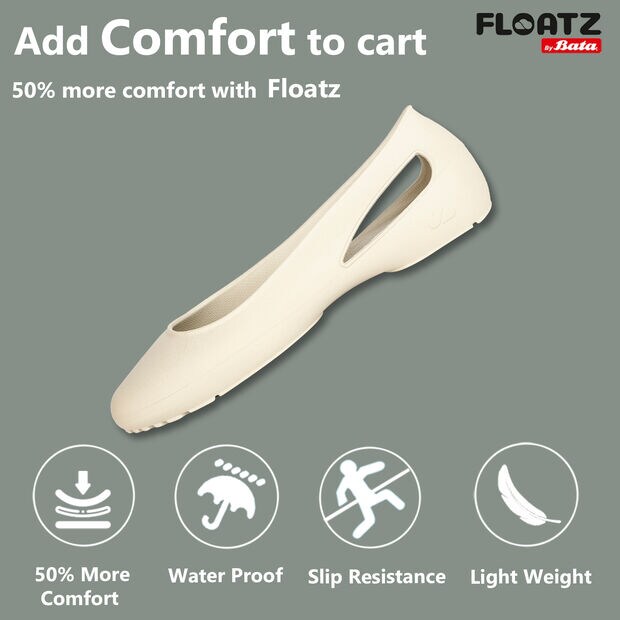 BATA FLOATZ TEXTURED ROUND TOE BALLERINA FLATS FOR WOMEN