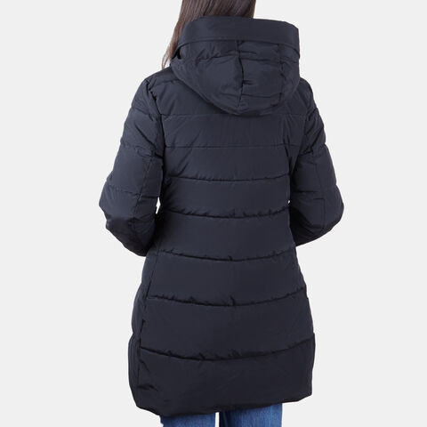 Dlouhá dámská péřová bunda, černá