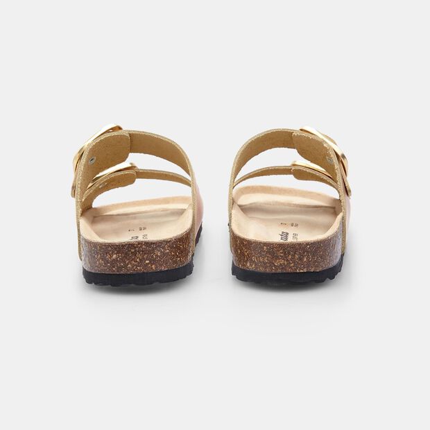 Kožen&eacute; d&aacute;msk&eacute; letn&iacute; footbed pantofle Baťa, růžov&aacute;