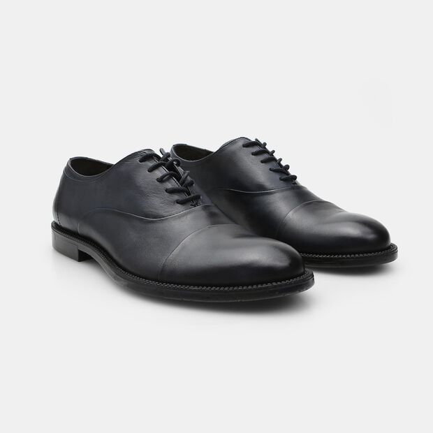 Kožen&eacute; toecap oxford polobotky pro muže Baťa, modr&aacute;