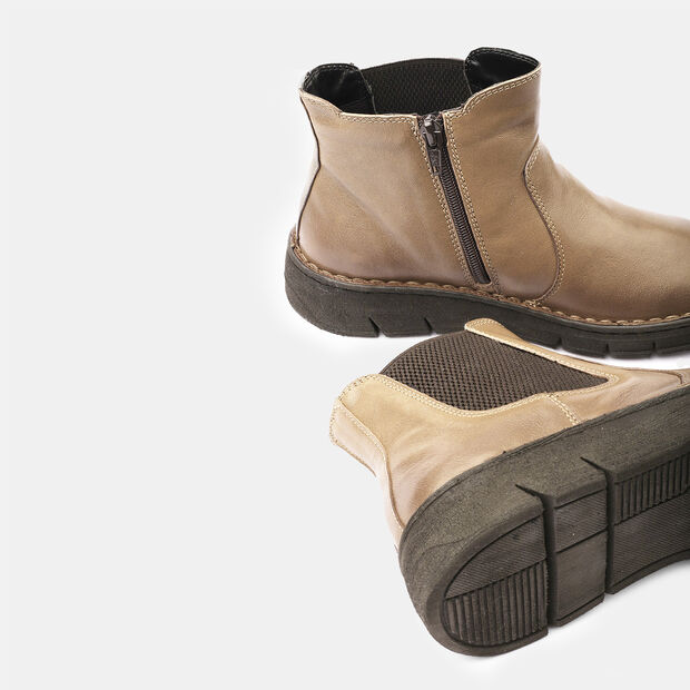 Dámská kožená kotníková Chelsea obuv, hnědá