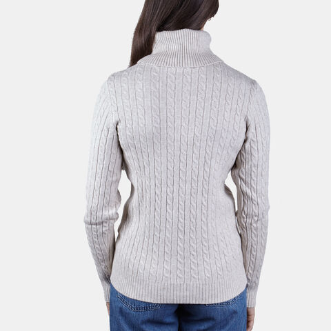 Dámský rolák s copánky, béžová