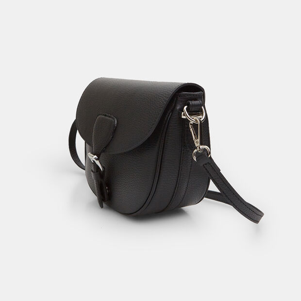 D&aacute;msk&aacute; kožen&aacute; crossbody kabelka, čern&aacute;