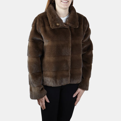 Dámská bunda z eko kožešiny Baťa, hnědá