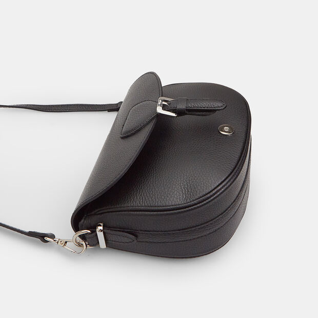 D&aacute;msk&aacute; kožen&aacute; crossbody kabelka, čern&aacute;