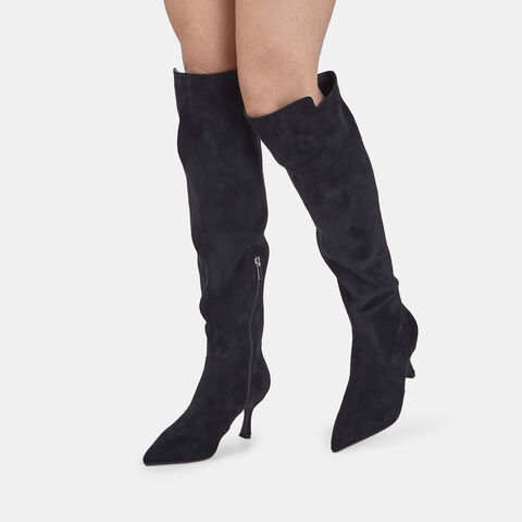 Dámská kozačka na podpatku a špičce Baťa, černá