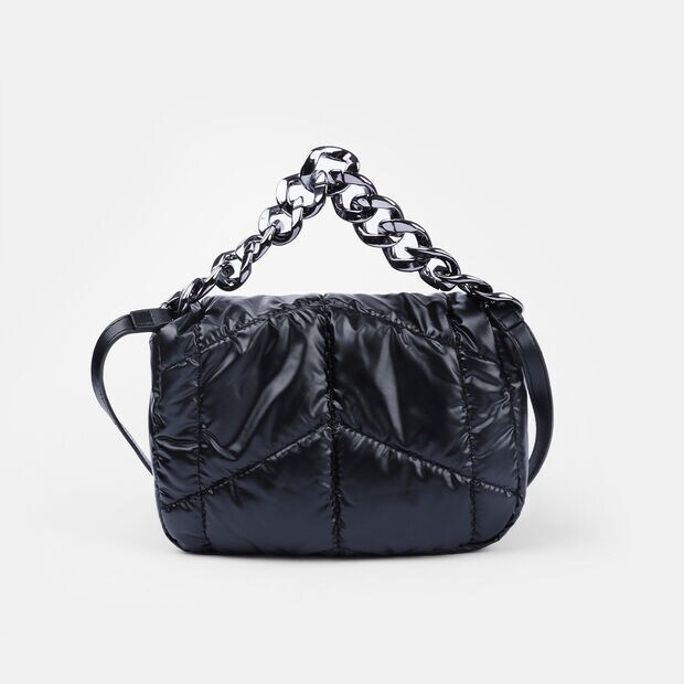 D&aacute;msk&aacute; mal&aacute; crossbody kabelka s leskl&yacute;m řet&iacute;zkem, 