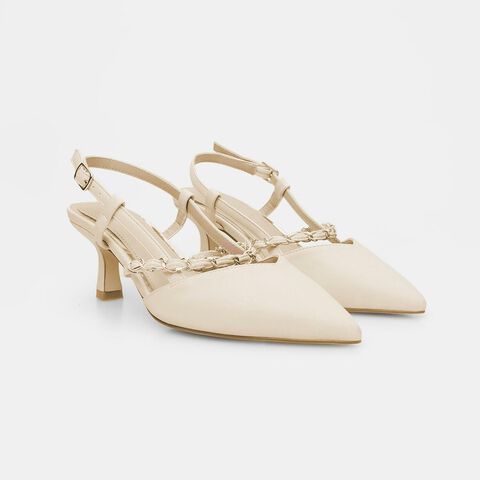 D&aacute;msk&eacute; slingbacky na podpatku 6 cm BATA, b&eacute;žov&aacute;